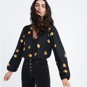 Madewell Bubble Sleeve Wrap Top Floating Florets